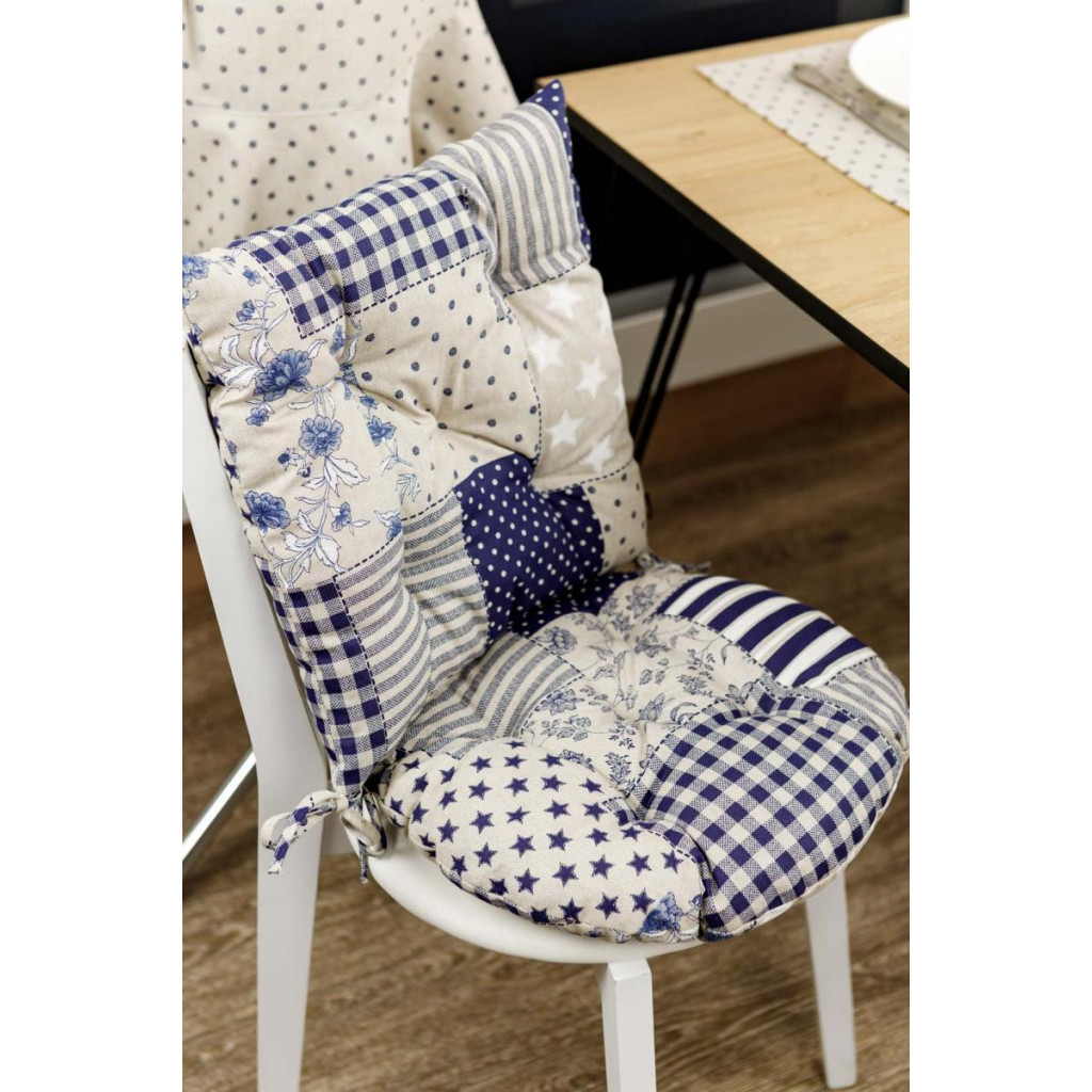 Подушка на стілець Прованс Печворк синій Господиня 40х40 см (4823093451155) - зображення 2