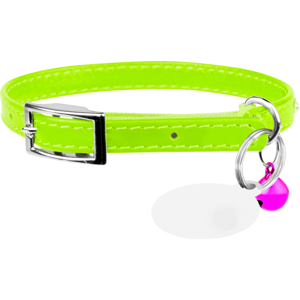 Нашийник для тварин WAUDOG GLAMOUR з резинкою і стразами для кішок (салатовий) (32545) - зображення 1