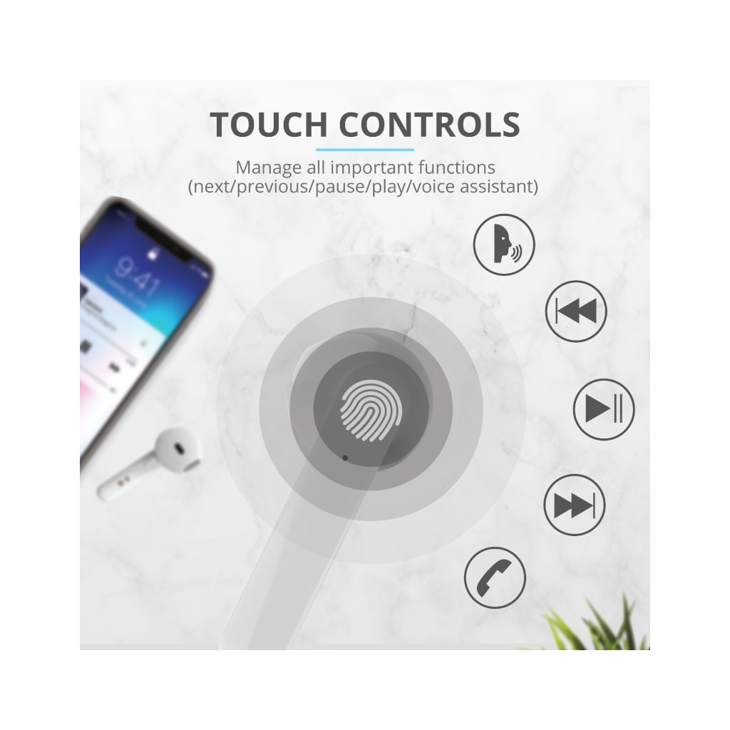 Навушники Trust Primo Touch True Wireless Mic White (23783) - зображення 11