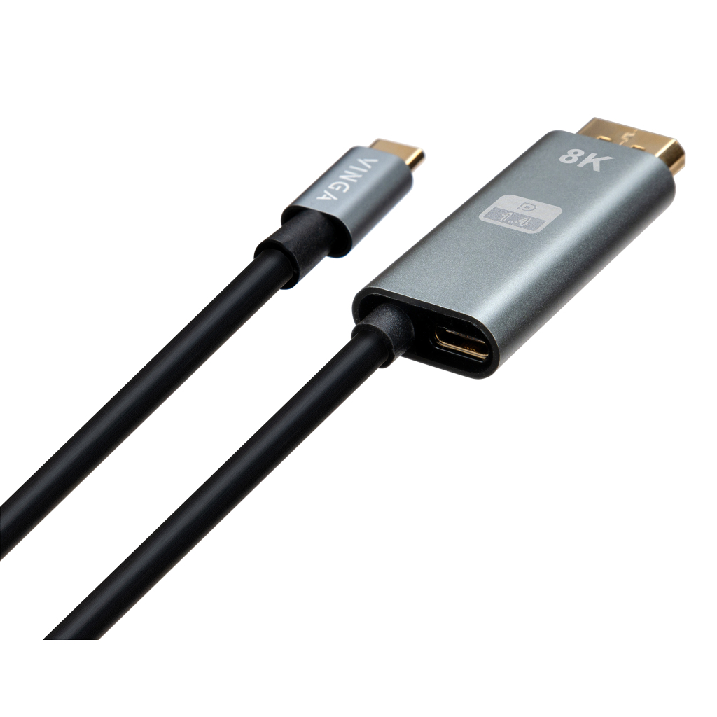 Кабель мультимедійний USB-C to DisplayPort 1.5m v1.4 8K60Hz PD 100W port Vinga (VCPVCCD1415PD) - зображення 2