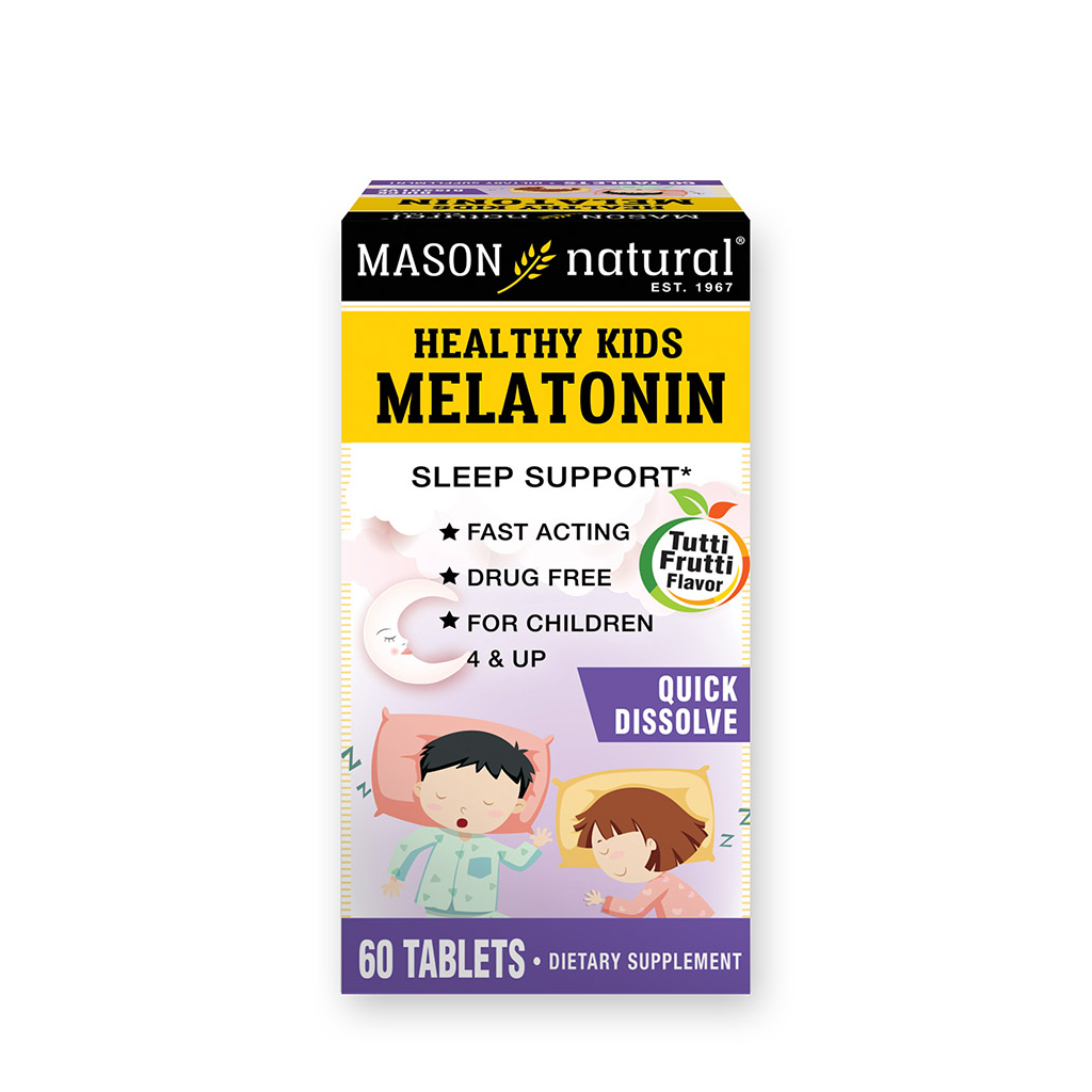 Амінокислота Mason Natural Дитячий Мелатонін, смак фруктів, Healthy Kids Melatonin, 60 таблеток (MAV18545) - зображення 1