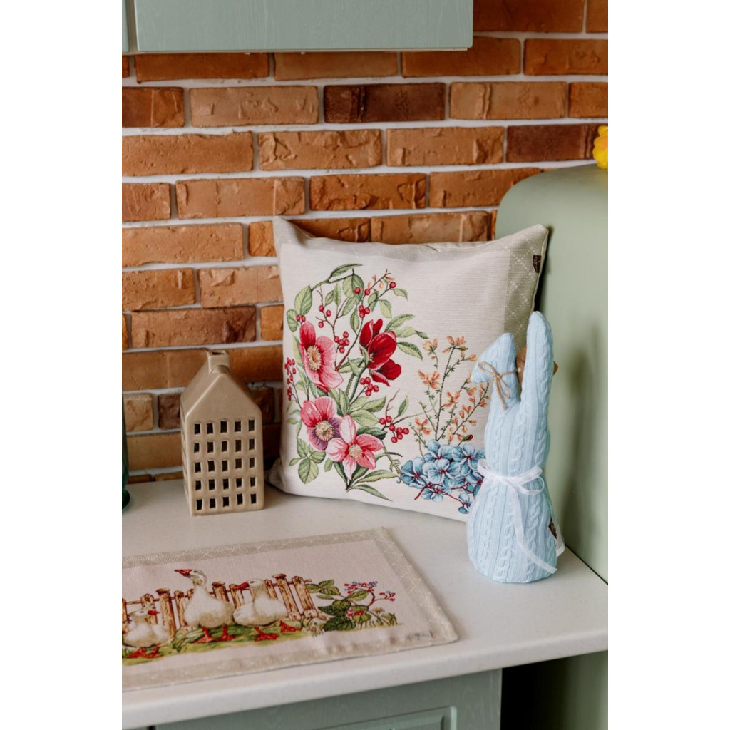 Наволочка Прованс гобеленова декоративна Квіти в рамці 45х45 см (034209) - зображення 4