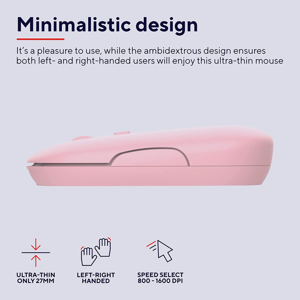 Мишка Trust Puck Wireless/Bluetooth Silent Pink (24125) - зображення 8