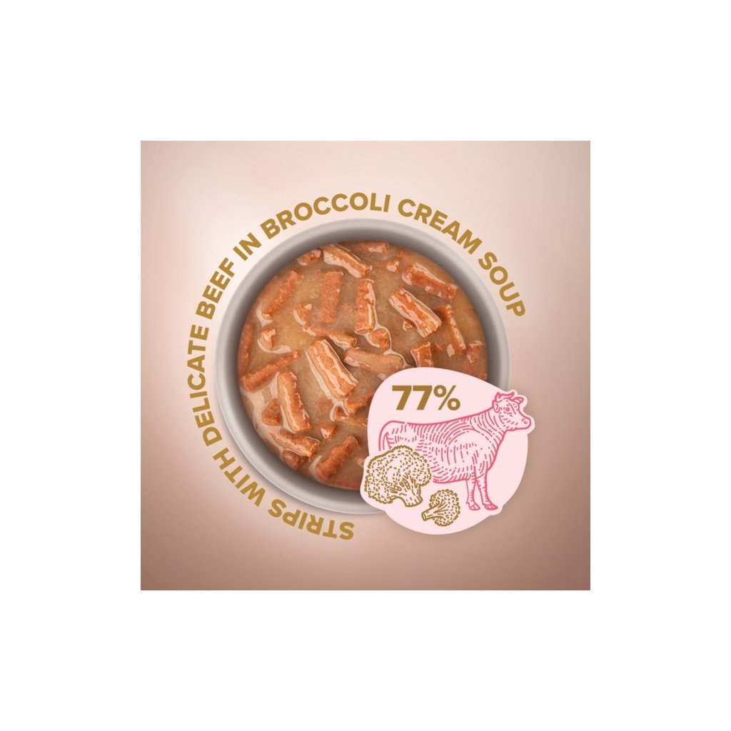 Вологий корм для кішок Club 4 Paws Selection Плюс Смужки з яловичиною в крем супі з броколі 85 г (4820215368100) - зображення 2
