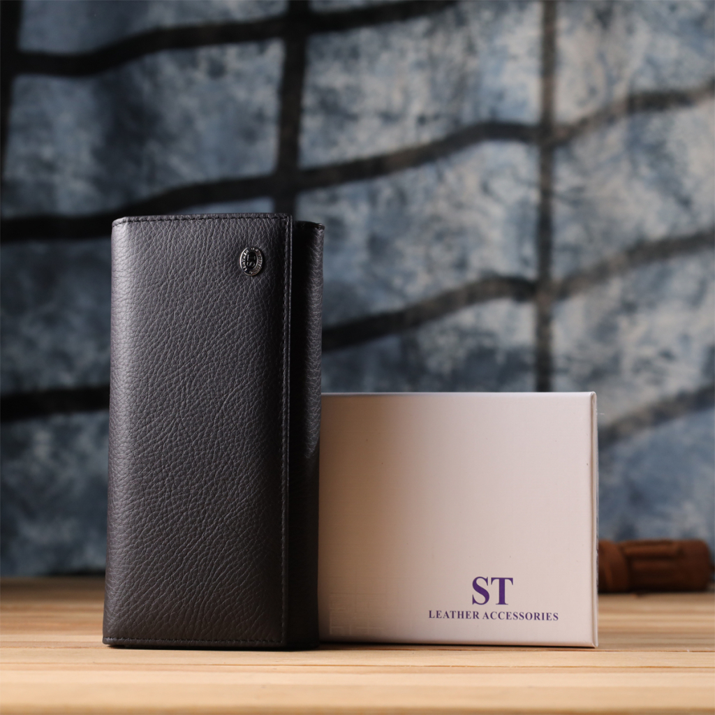 Гаманець ST Leather З натуральної шкіри Чорний (23097) - зображення 11