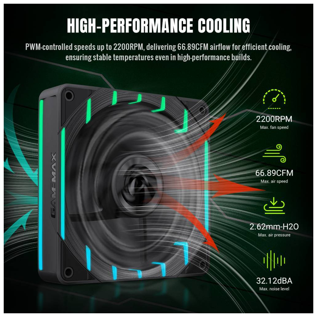Кулер до корпусу Gamemax Tornado T12 ARGB-R - зображення 8