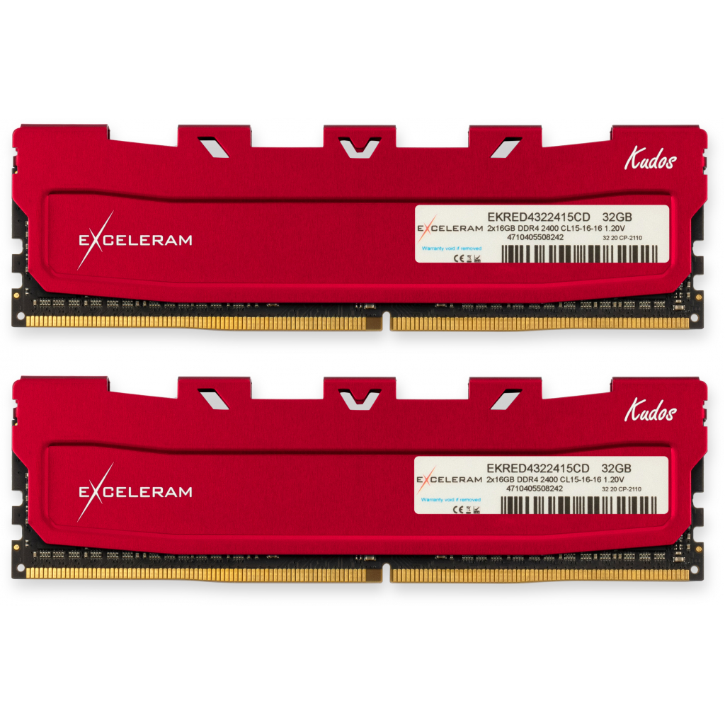 Модуль пам'яті для комп'ютера DDR4 32GB (2x16GB) 2400 MHz Red Kudos eXceleram (EKRED4322415CD) - зображення 1