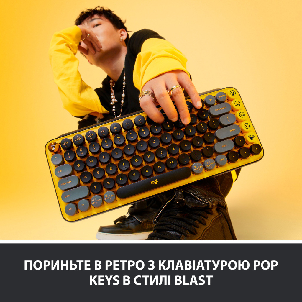 Клавіатура Logitech POP Keys Wireless Mechanical Keyboard Blast Yellow (920-010716) - зображення 2