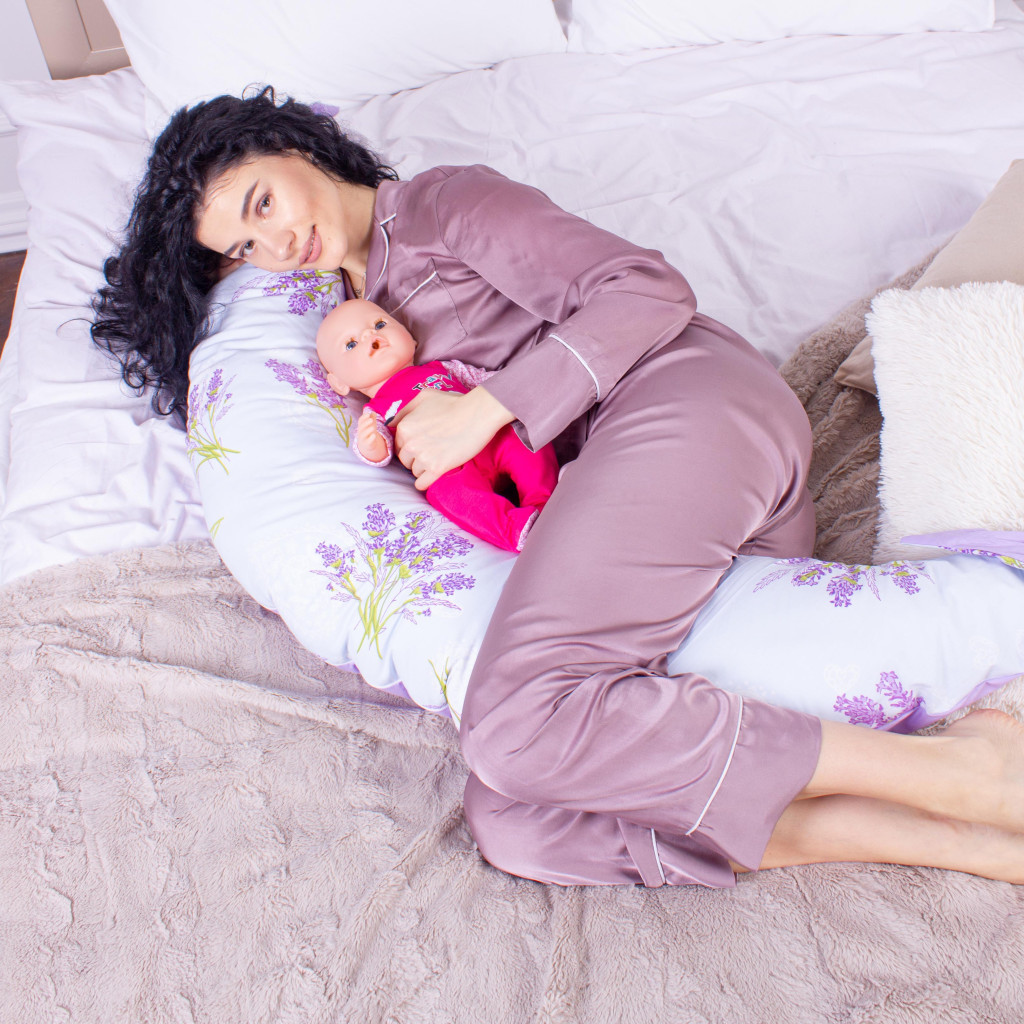 Подушка MirSon для вагітних та годування №8313 Print Line 17-0130 Lavender sea Бязь 30х170х20 см (2200006200383) - зображення 4