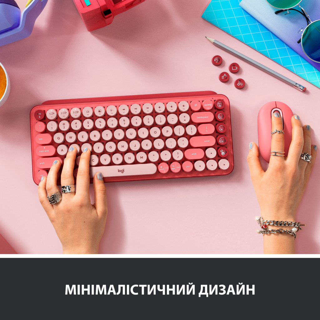 Клавіатура Logitech POP Keys Wireless Mechanical Keyboard Rose (920-010718) - зображення 5