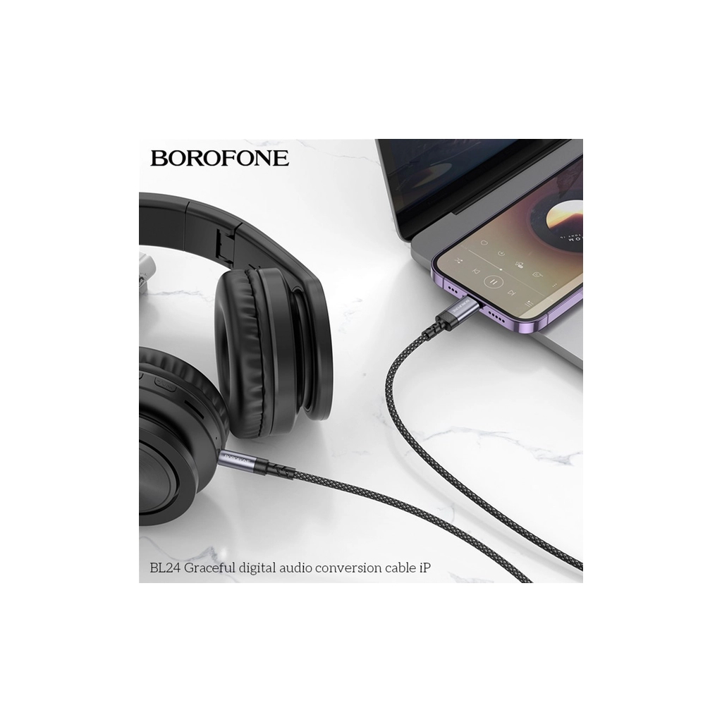 Кабель мультимедійний Lightning to 3.5mm M 1.0m grey BOROFONE (6941991118975) - зображення 8