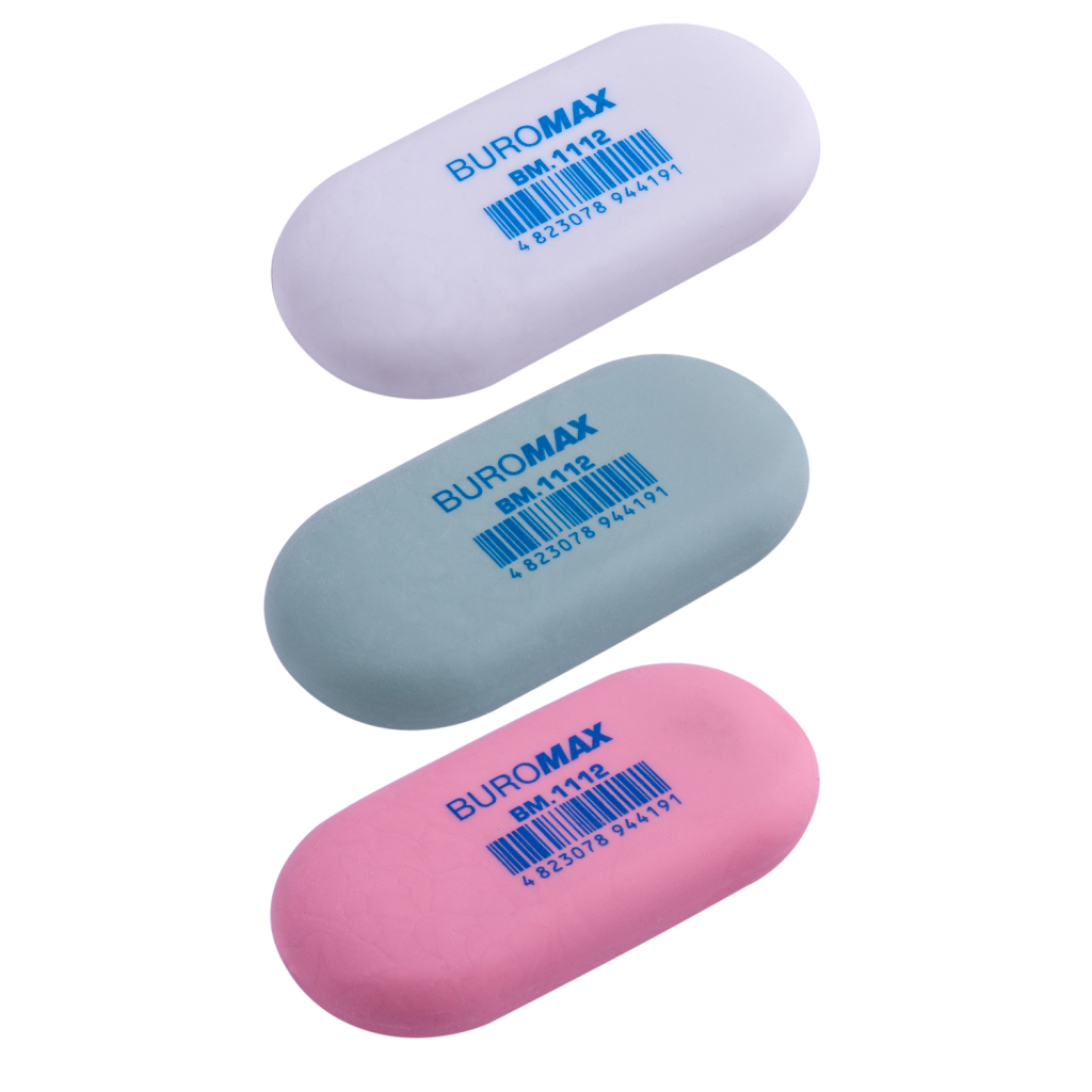 Гумка Buromax овальна, 49x23x9 мм синт.каучук, асорті кольорів (BM.1112) - изображение 4