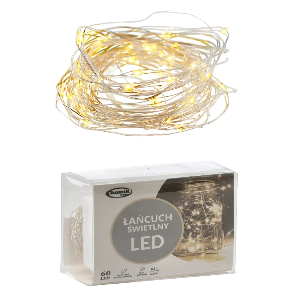 Гірлянда Chomik Гірлянда-струна 6,2 м, 60 LED теплий білий, 3АА батар., ІР44 (5900779802650) - зображення 4