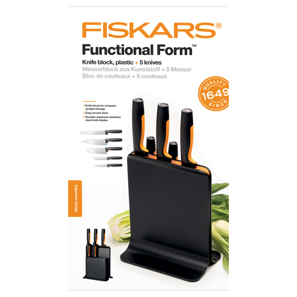 Набір ножів Fiskars Functional Form з чорною підставкою 5 шт (1057554) - зображення 5