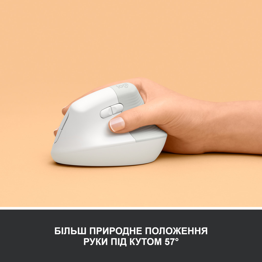 Мишка Logitech Lift Vertical Ergonomic Wireless/Bluetooth White (910-006475) - зображення 3
