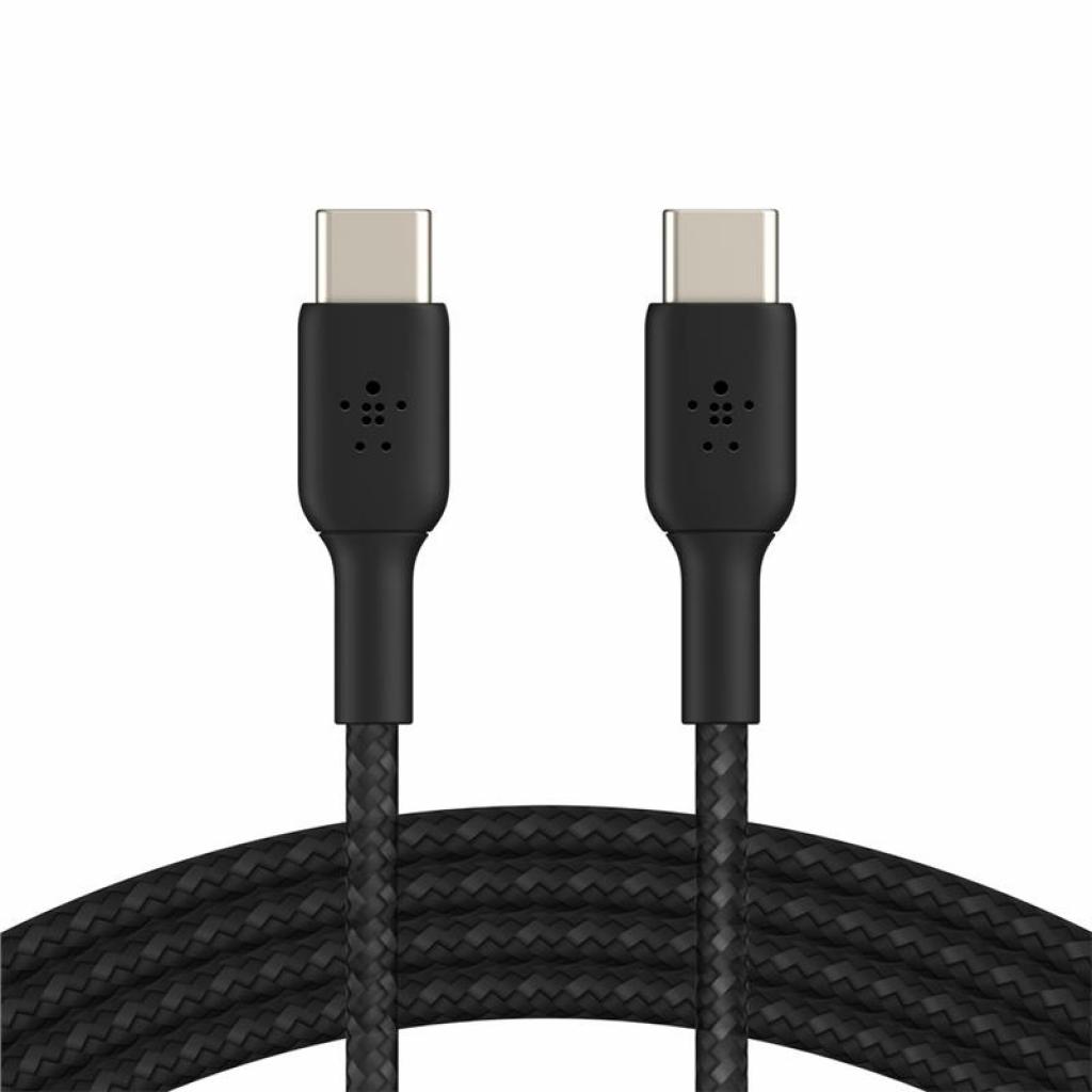 Дата кабель USB-С - USB-С BRAIDED, 1m, black Belkin (CAB004BT1MBK) - зображення 1
