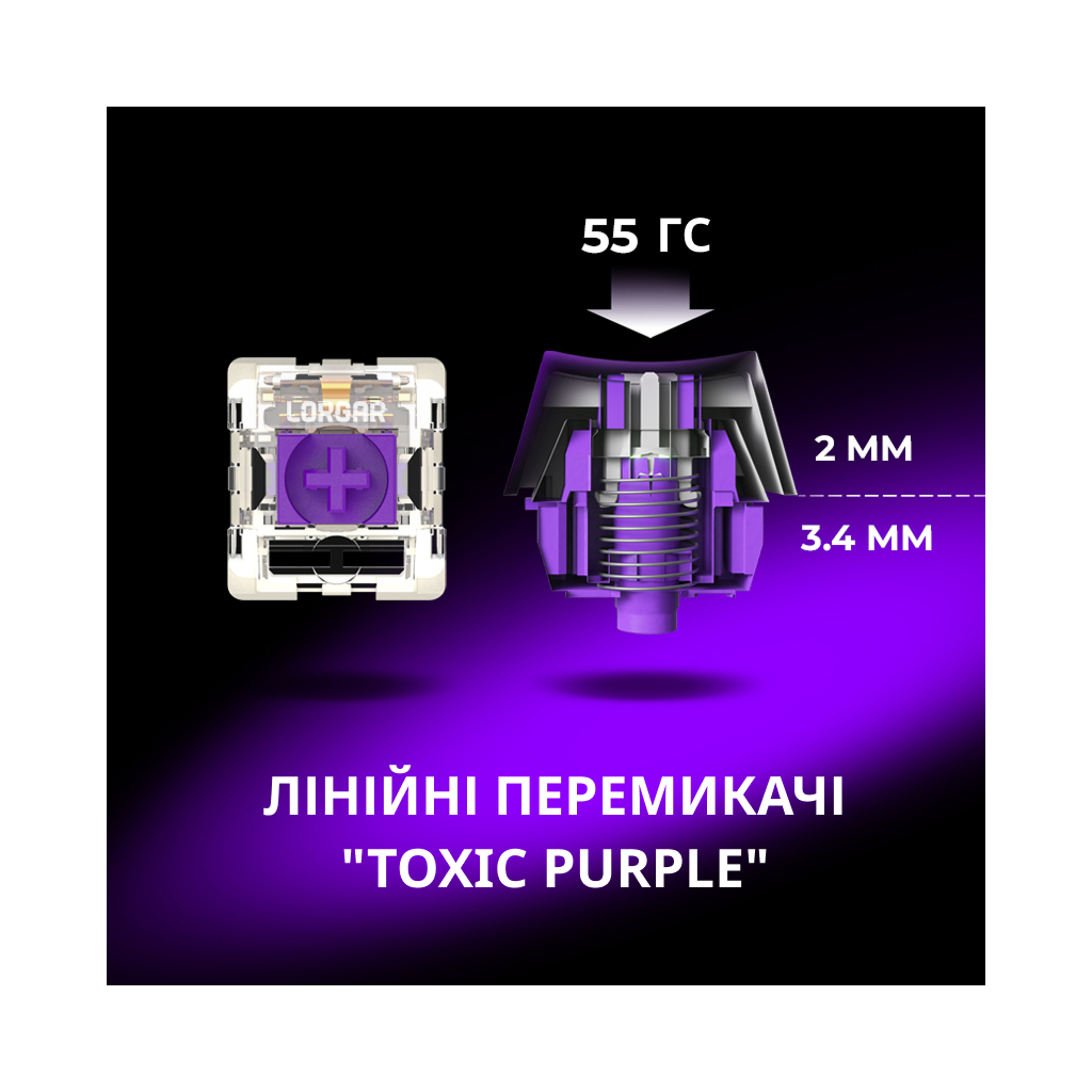 Клавіатура Lorgar KBP7075W Pro RGB Wireless/Bluetooth/USB UA Black/yellow (LRG-KBP7075W-YL-US) - зображення 4