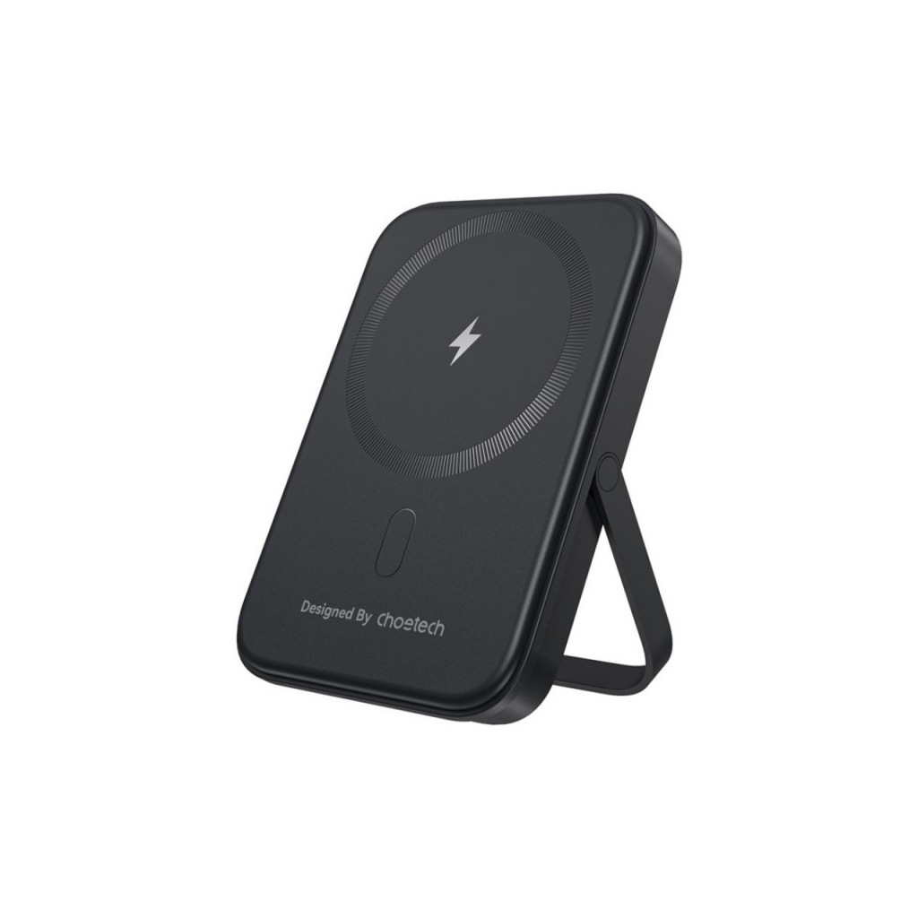 Батарея універсальна Choetech Magnetic Wireless 5000mAh 20W, PD, Qi-15W, USB-C In/Out, with holder, Black (B742-CCBK) - зображення 1