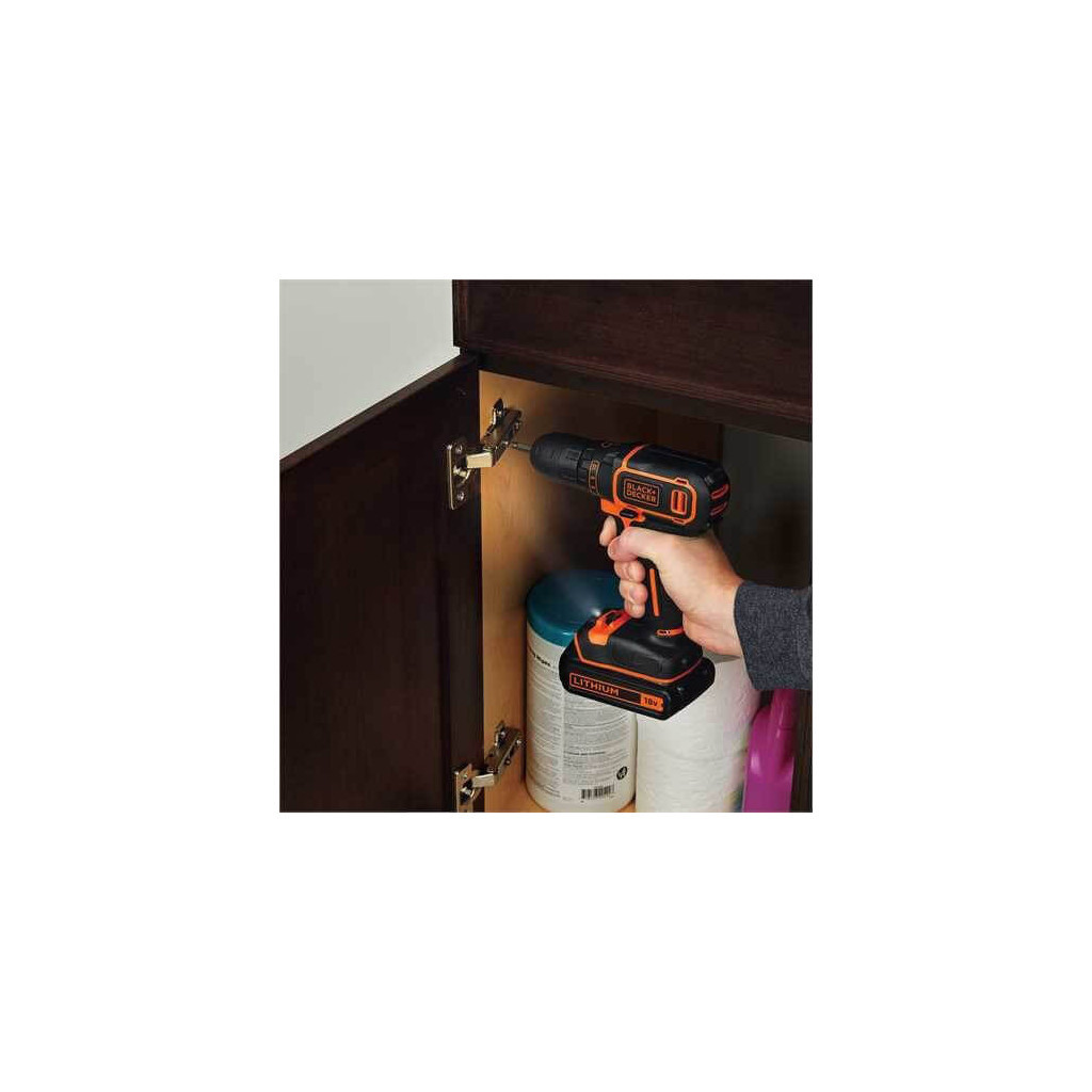Шуруповерт Black&Decker 18 В, 1.5Ah, 40 Нм, 360-1400 об/хв, кейс (BDCDD186KB) - зображення 5