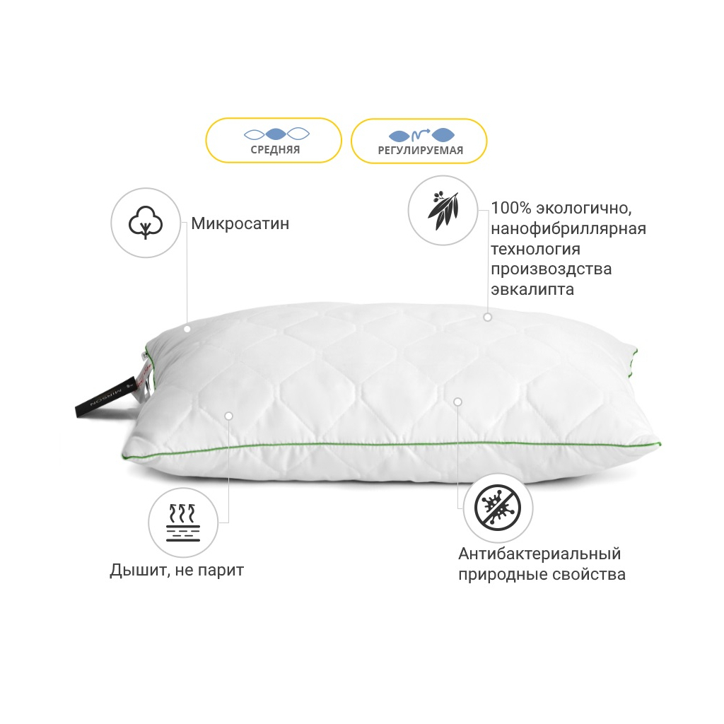 Подушка MirSon Eco Line №619 з евкаліптом Середня 50х50 см (2200003276640) - зображення 3