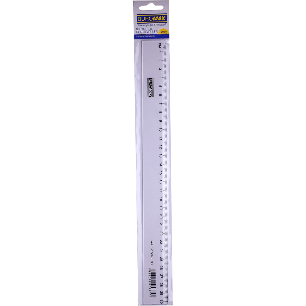 Лінійка Buromax 30см, plastic, transparent, blister (BM.5826-30_V) - зображення 1