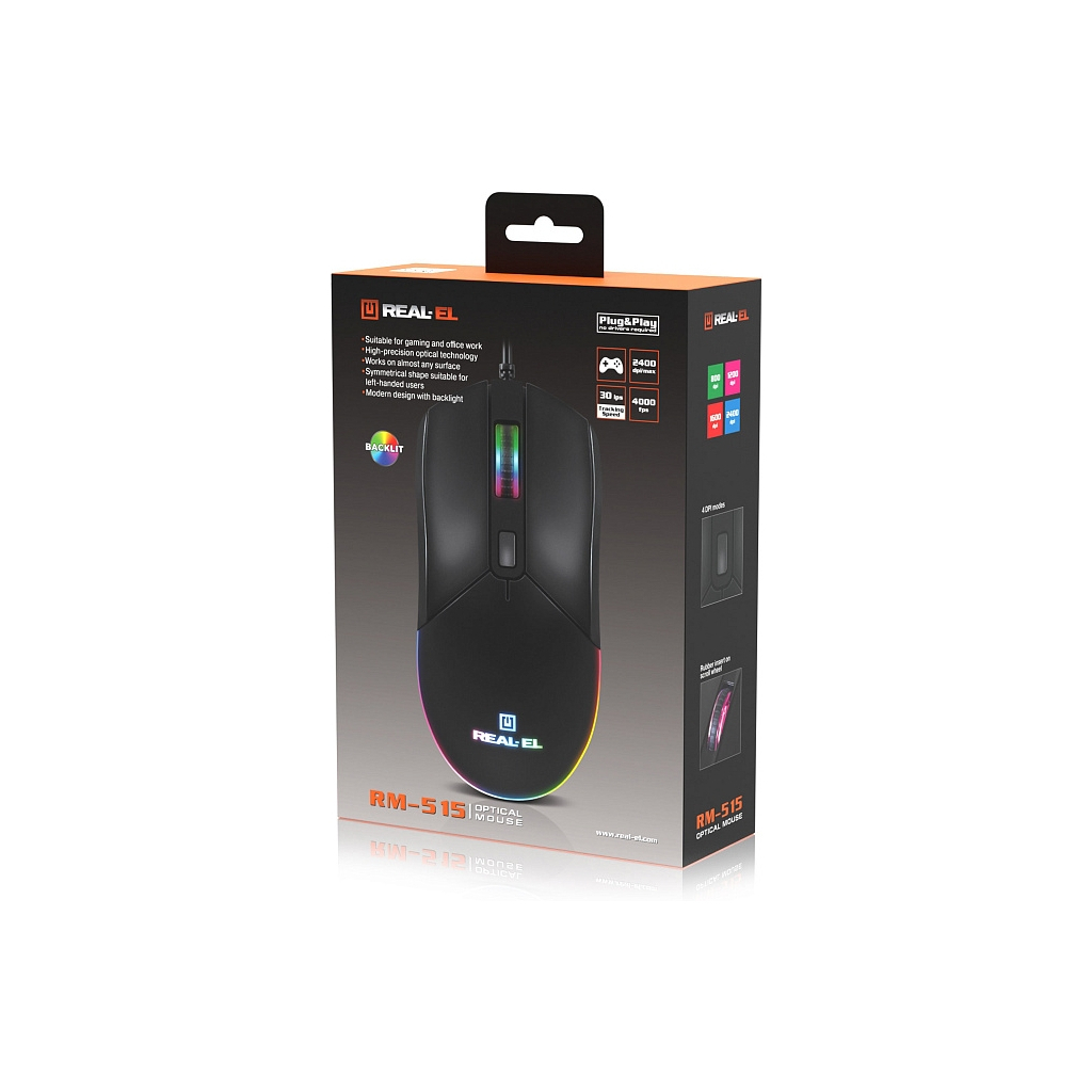 Мишка REAL-EL RM-515 USB Black (EL123200059) - зображення 9