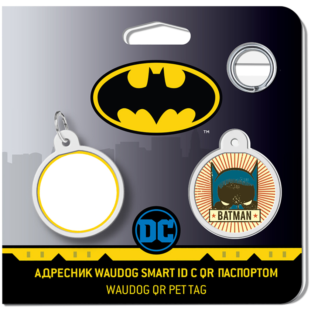 Адресник для тварин WAUDOG Smart ID з QR паспортом "Бетмен вінтаж", коло 25 мм (0625-1008ru-eng) - зображення 4