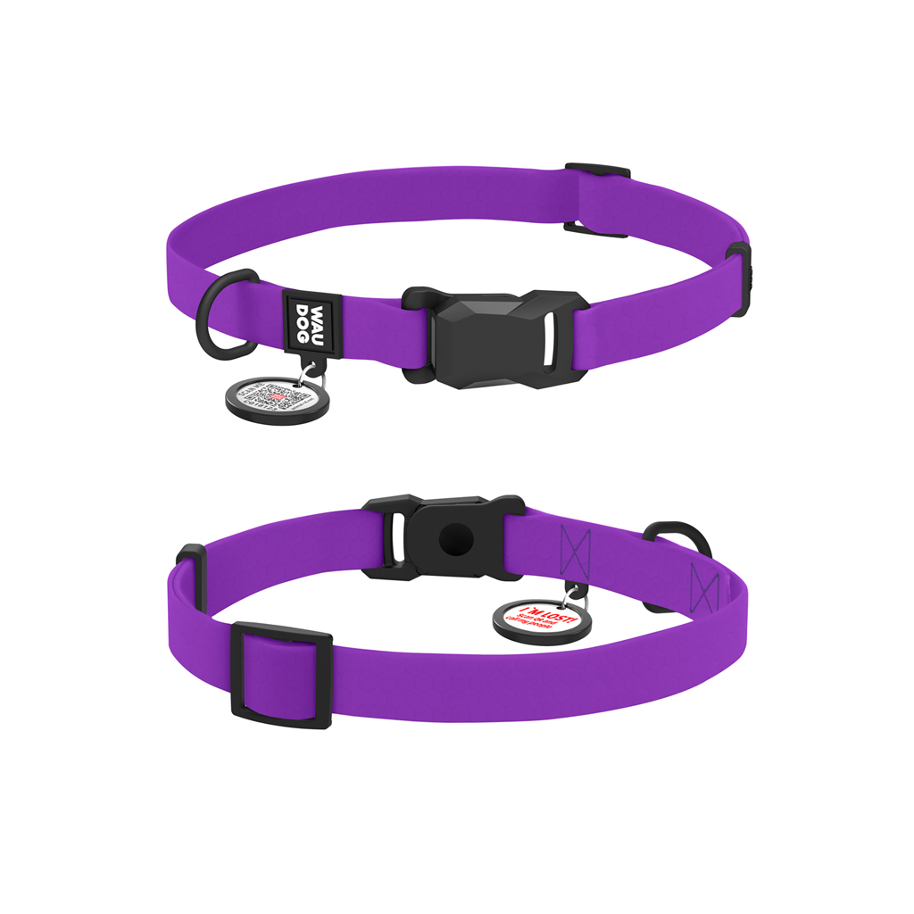 Нашийник для тварин WAUDOG Magnet c QR паспортом, магнітна пряжка-фастекс S фіолетовий (27949) - зображення 1