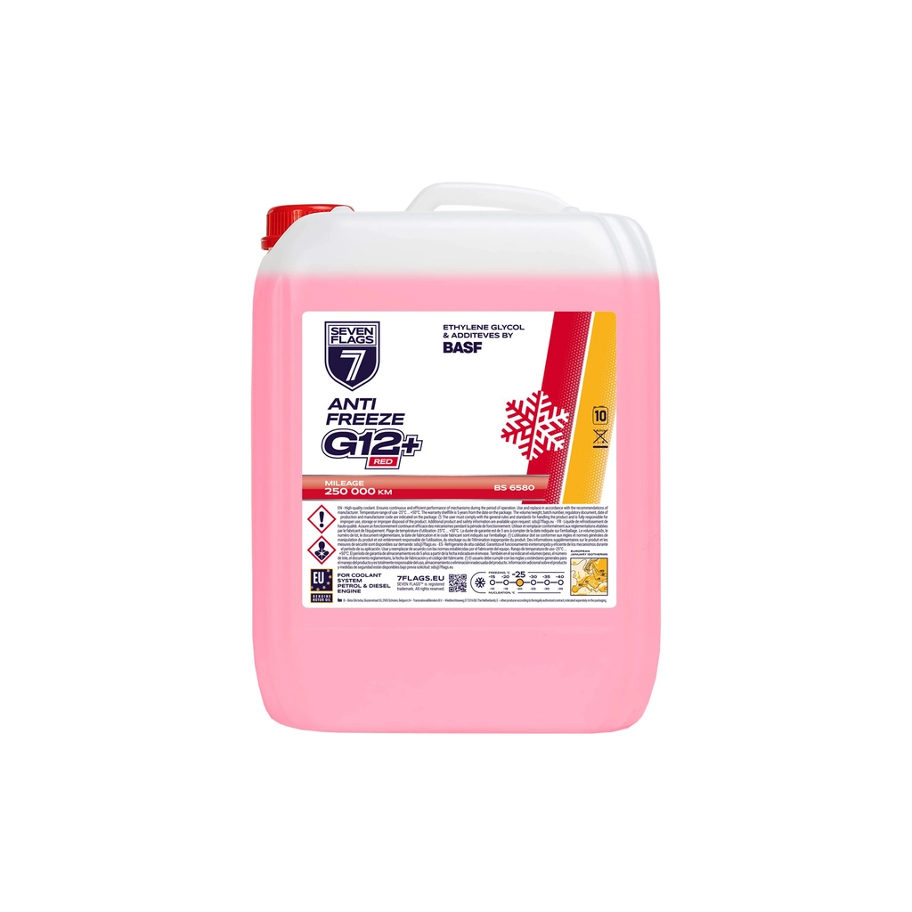 Антифриз 7FLAGS Super G12+ червоний ПЕ 10,4кг (7350118360484) - зображення 1