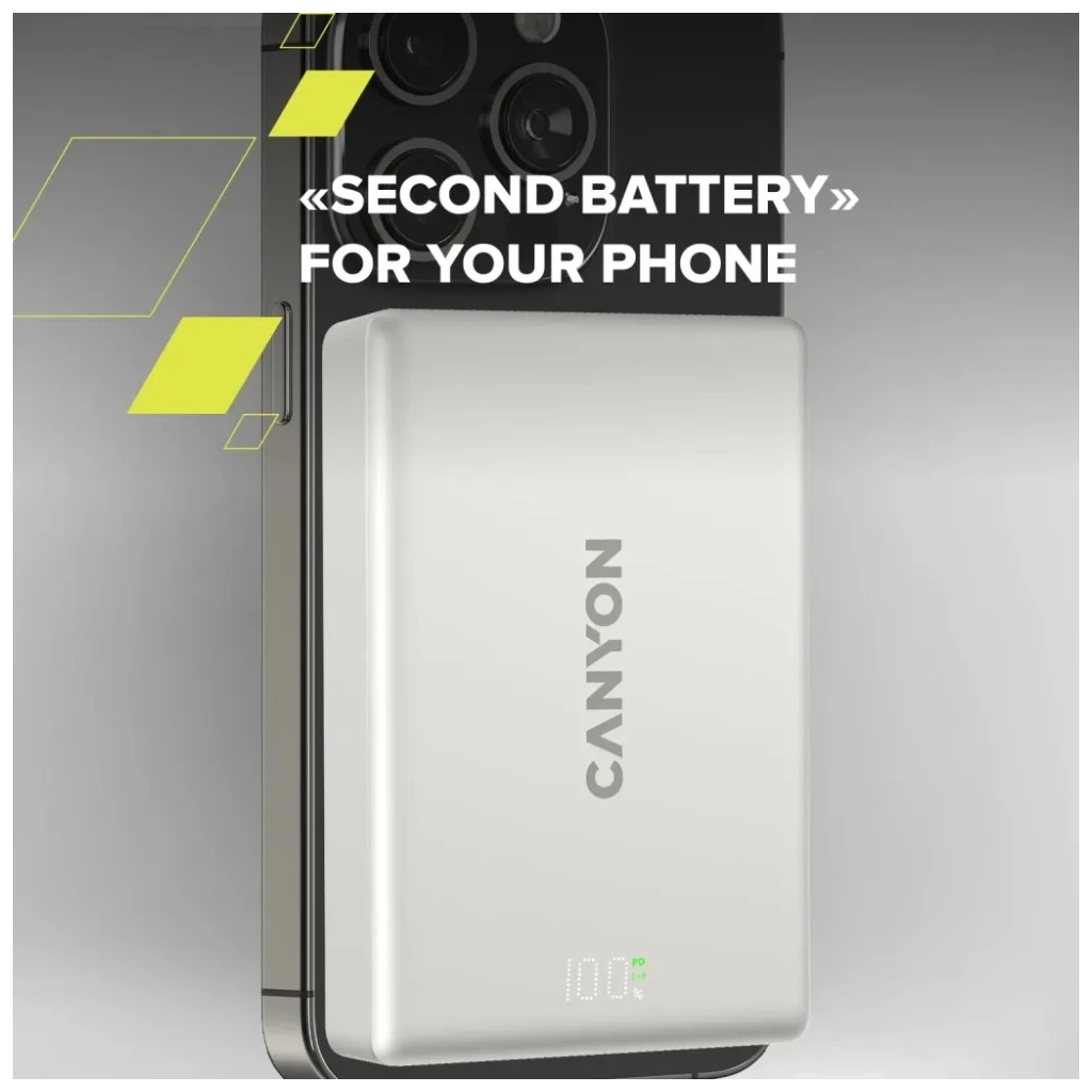 Батарея універсальна Canyon 10000mAh OnPower 511 PD20W Magnetic wireless MagSafe Grey (CNS-CPB511G) - изображение 6