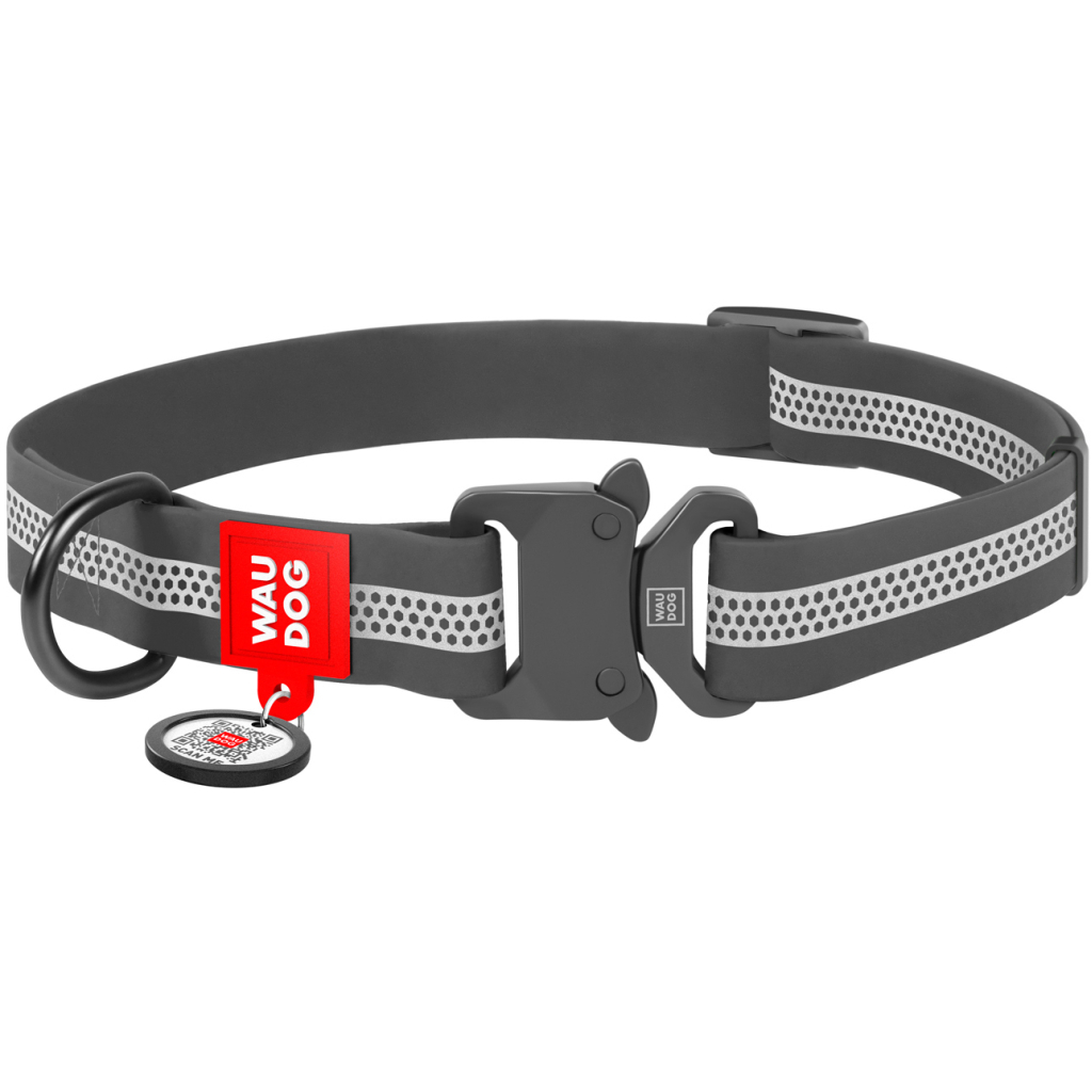 Нашийник для тварин WAUDOG Waterproof металева пряжка-фастекс XXL Ш 40 мм Д 46-70 см сірий (261711) - зображення 1