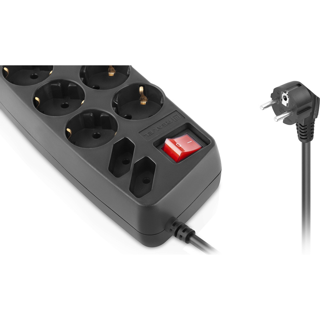 Мережевий фільтр живлення REAL-EL REAL-EL RS-10 Protect, 1.8m, black (EL122300038) - зображення 3