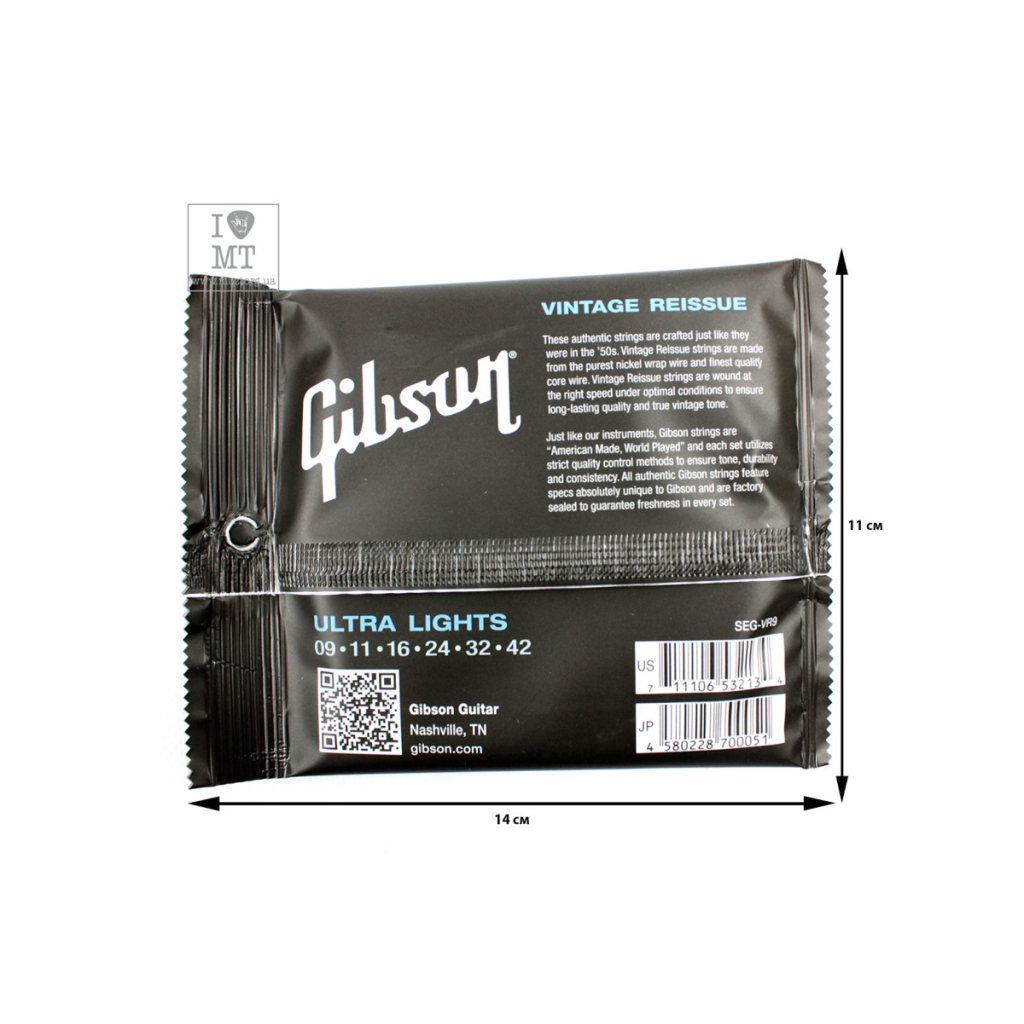 Струни для гітари Gibson SEG-VR9 Vintage Reissue Pure Nickel Wound (09-42) (A001560) - зображення 2