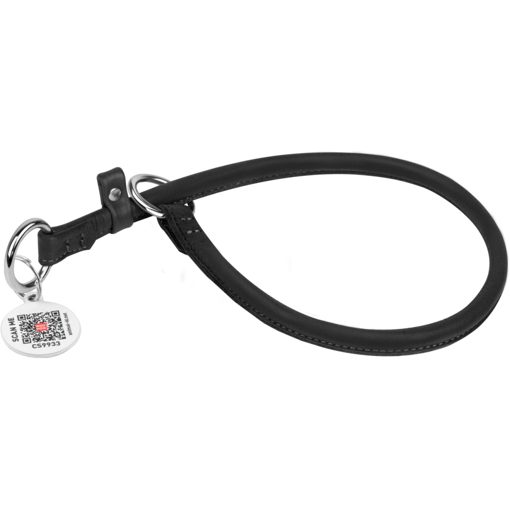 Нашийник для тварин WAUDOG Soft з QR паспортом, круглий, Ш 10 мм Д 50 см чорний (75171) - зображення 1