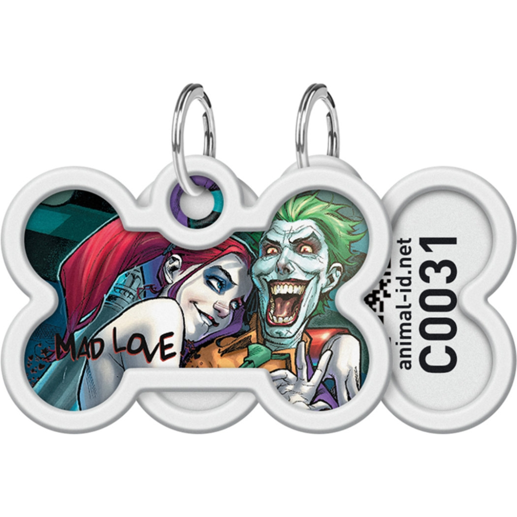 Адресник для тварин WAUDOG Smart ID з QR паспортом "Шалена любов", кістка 40х28 мм (0640-1007) - зображення 1