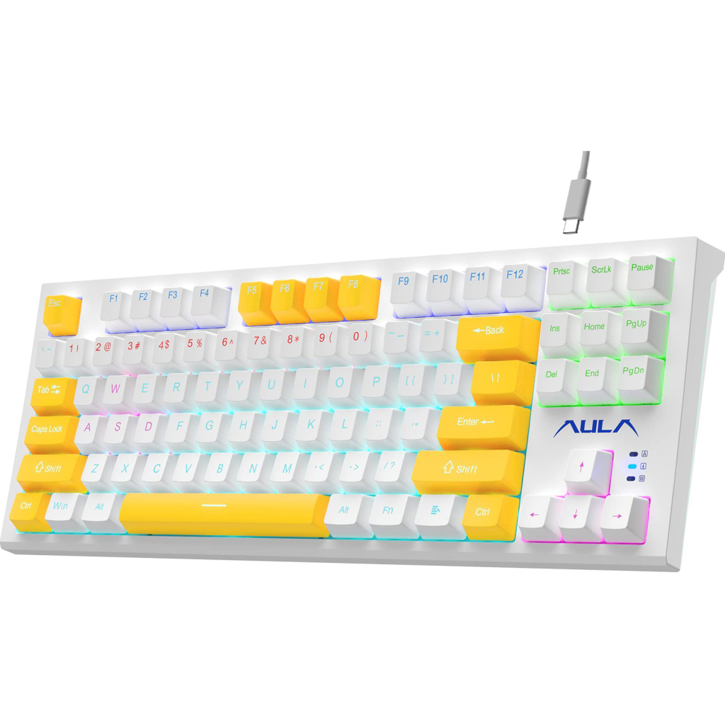 Клавіатура Aula F3032 keycaps plus 21 Yellow keys KRGD Red USB UA White (6948391204680) - зображення 2
