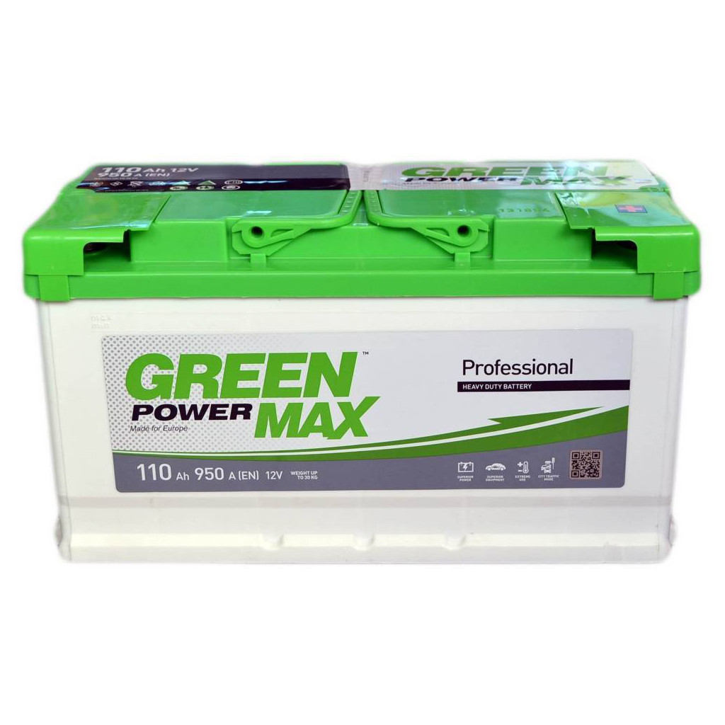 Акумулятор автомобільний GREEN POWER MAX 110Ah (+/-) (950EN) (26189) - зображення 1