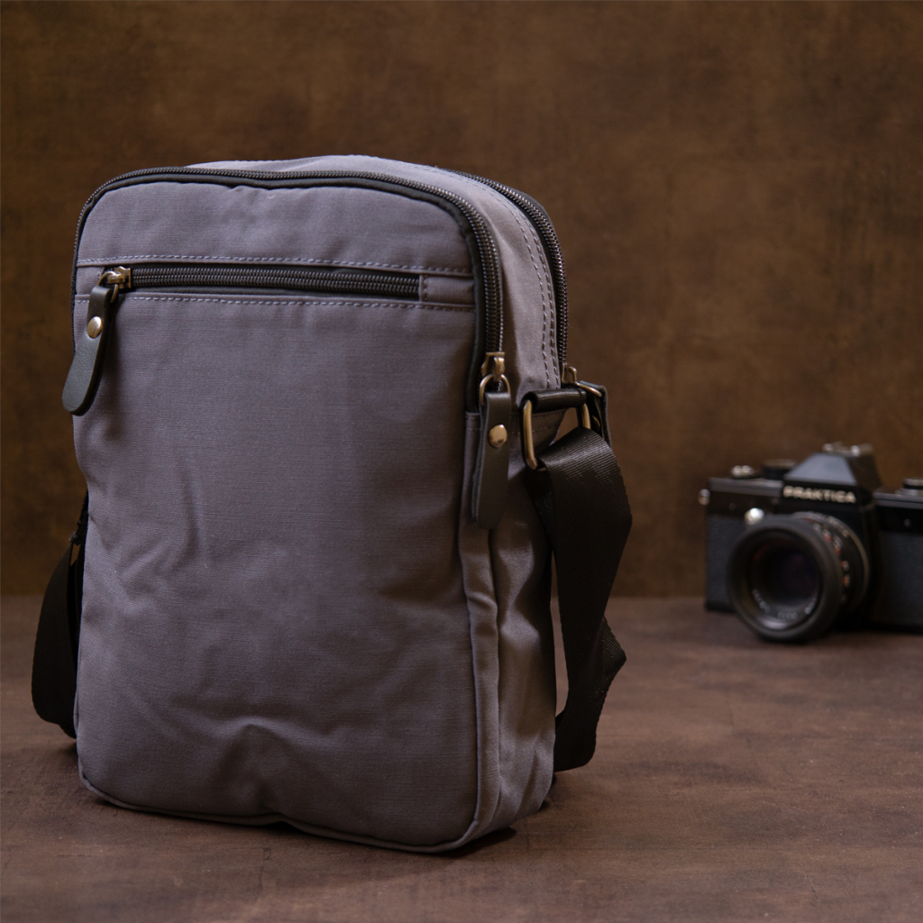 Сумка Vintage Текстильна чоловіча на два відділення Графітова (20659) - зображення 10