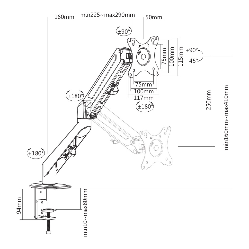 Кронштейн Brateck LDT25-C012 - зображення 6