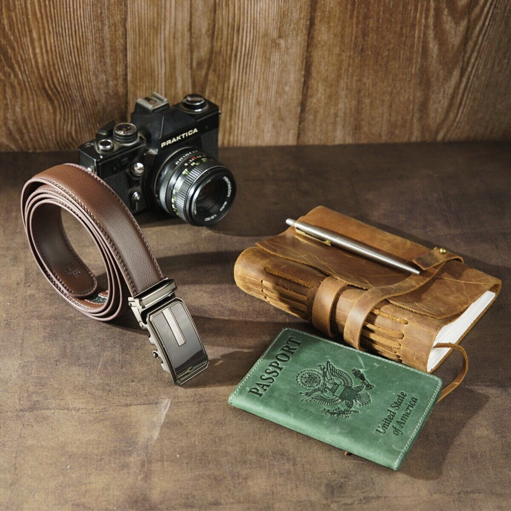 Ремінь Vintage Чоловічий тонкий з пряжкою автомат Коричневий (20308) - зображення 7