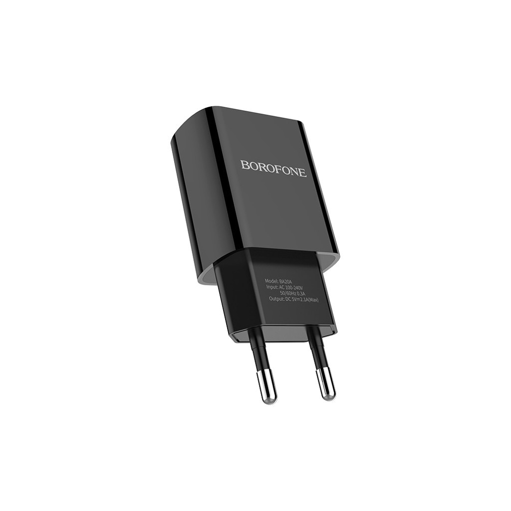 Зарядний пристрій BOROFONE BA20A Sharp charger Black (BA20AB) - зображення 1