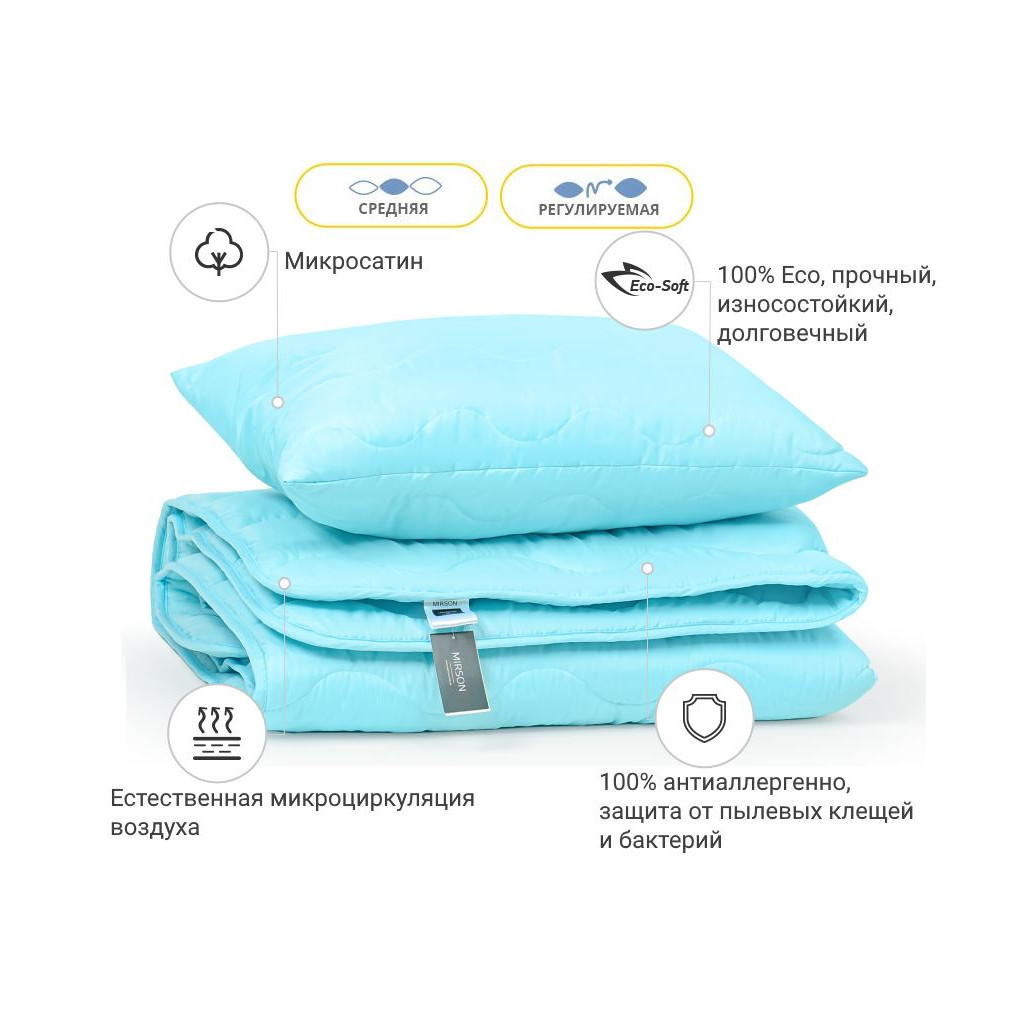 Ковдра MirSon Набір Eco-Soft Всесезонний №1694 Eco Light Blue Ковдра + под (2200002655248) - зображення 2