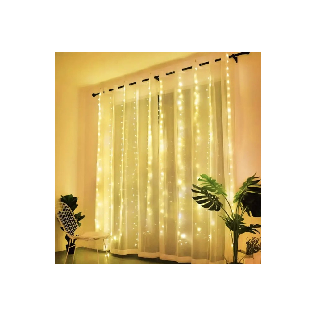 Гірлянда Chomik Штора" 150 LED теплий білий, 3x1,5 м, USB, з пультом, IP20, від мережі (5900779898479) - зображення 6