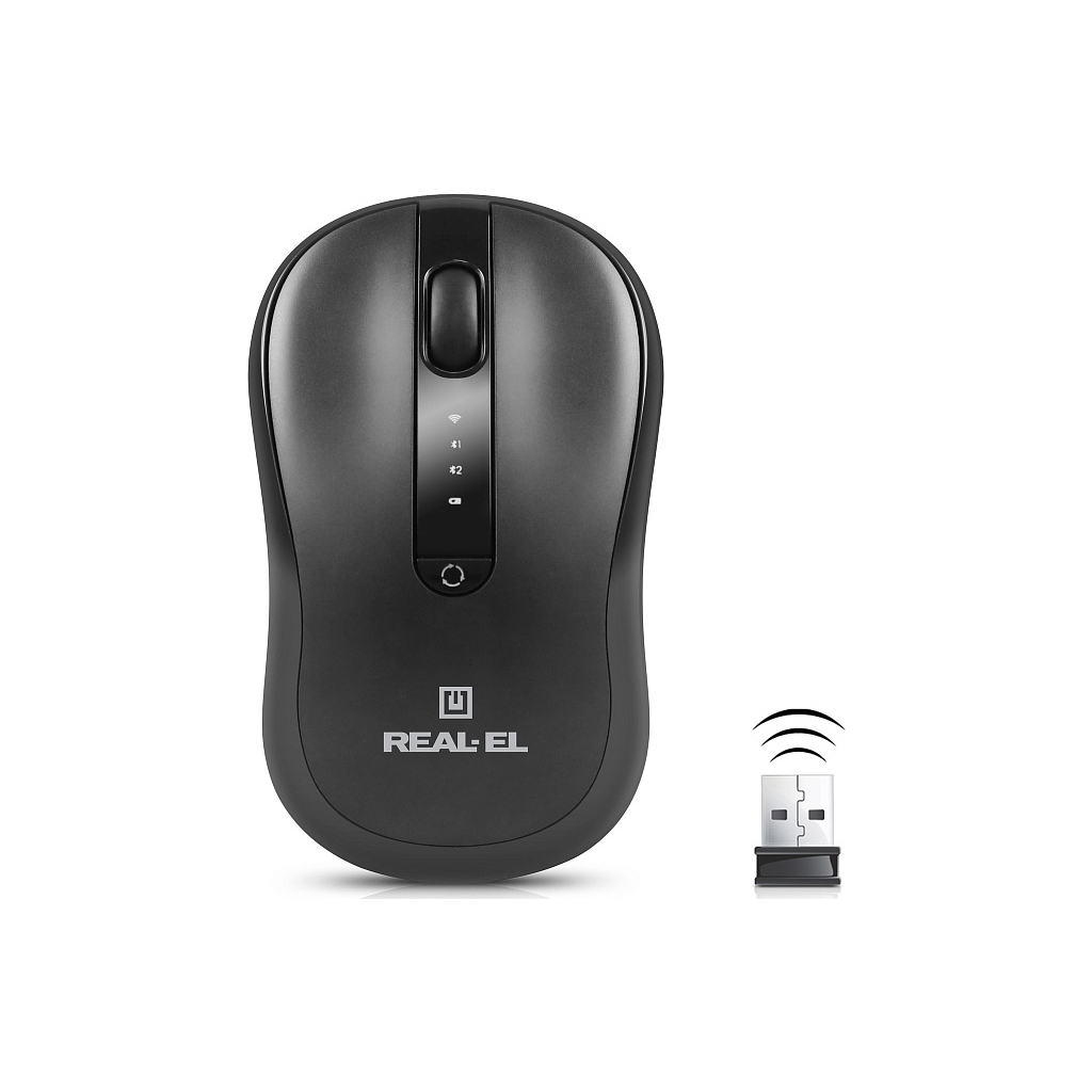 Мишка REAL-EL RM-450W Wireless/Bluetooth Black/Gray (EL123200046) - зображення 3