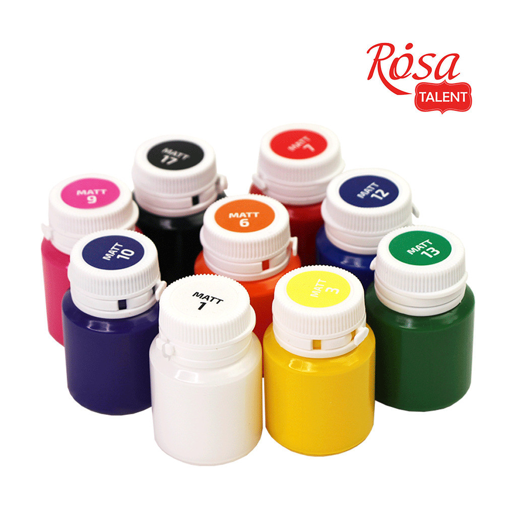 Акрилові фарби Rosa для декору матові 9 кол по 20 мл (4823098511694) - зображення 3
