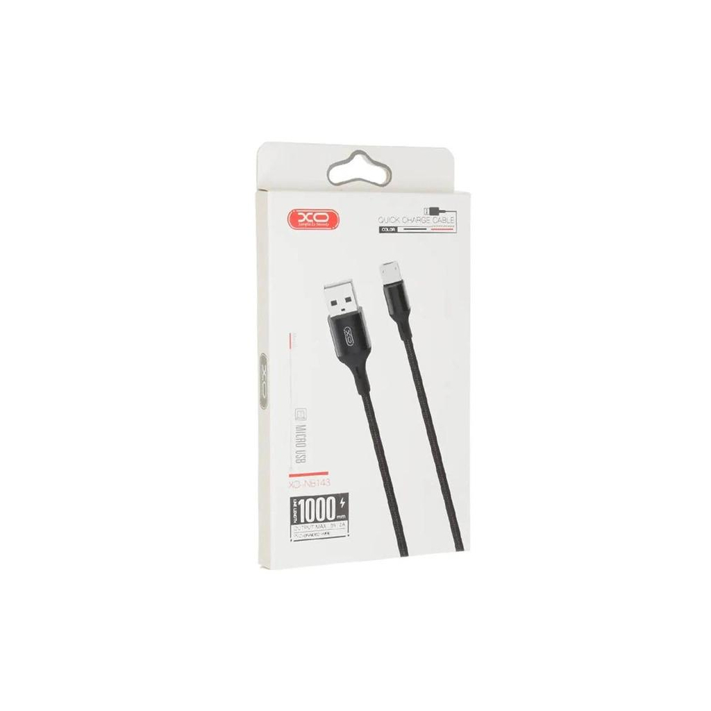 Дата кабель USB 2.0 AM to Micro 5P 1.0m 2.4A braided black XO (NB143-M1-BK) - зображення 2