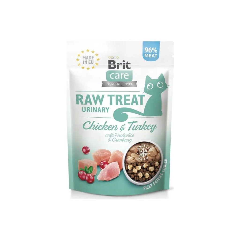 Ласощі для котів Brit Care Raw Treat Urinary Freeze-dried 40 г - курка та лосось (8595602569540) - зображення 1