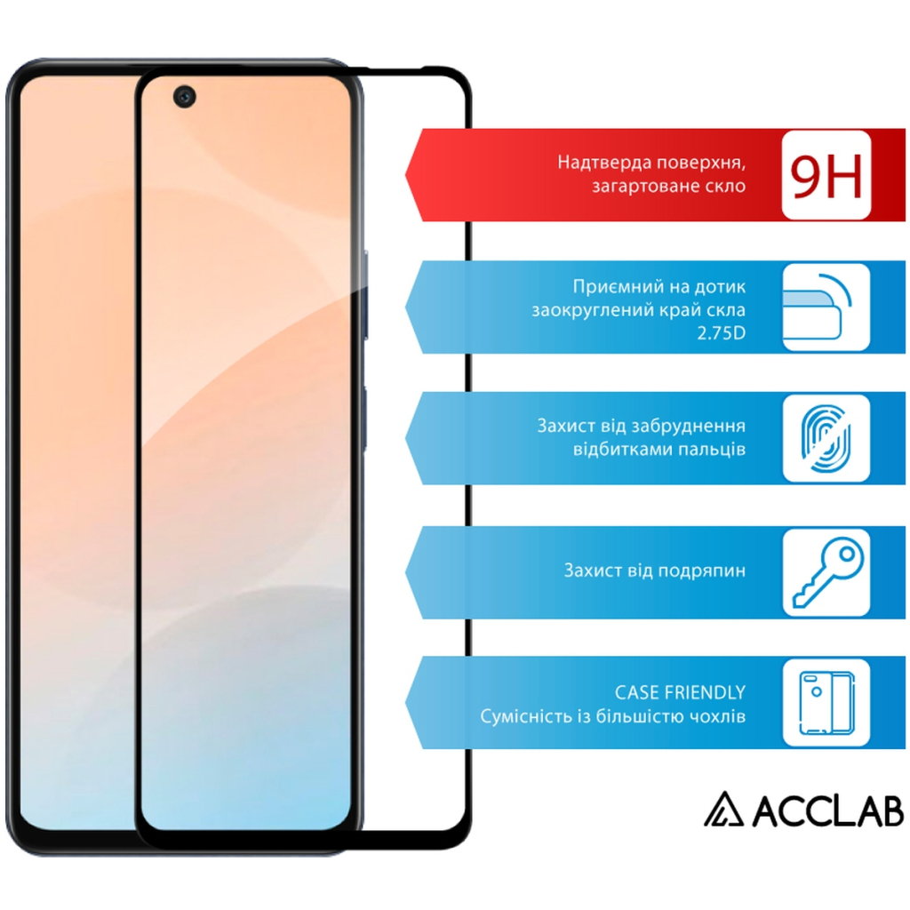 Скло захисне ACCLAB Full Glue Infinix Hot 50 4G Black (1283126606861) - зображення 3