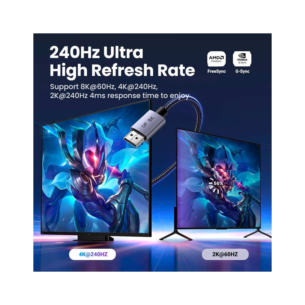 Кабель мультимедійний DisplayPort M to DisplayPort M 1.0m V1.4 8K60Hz DP120 black Ugreen (25903) - picture 4