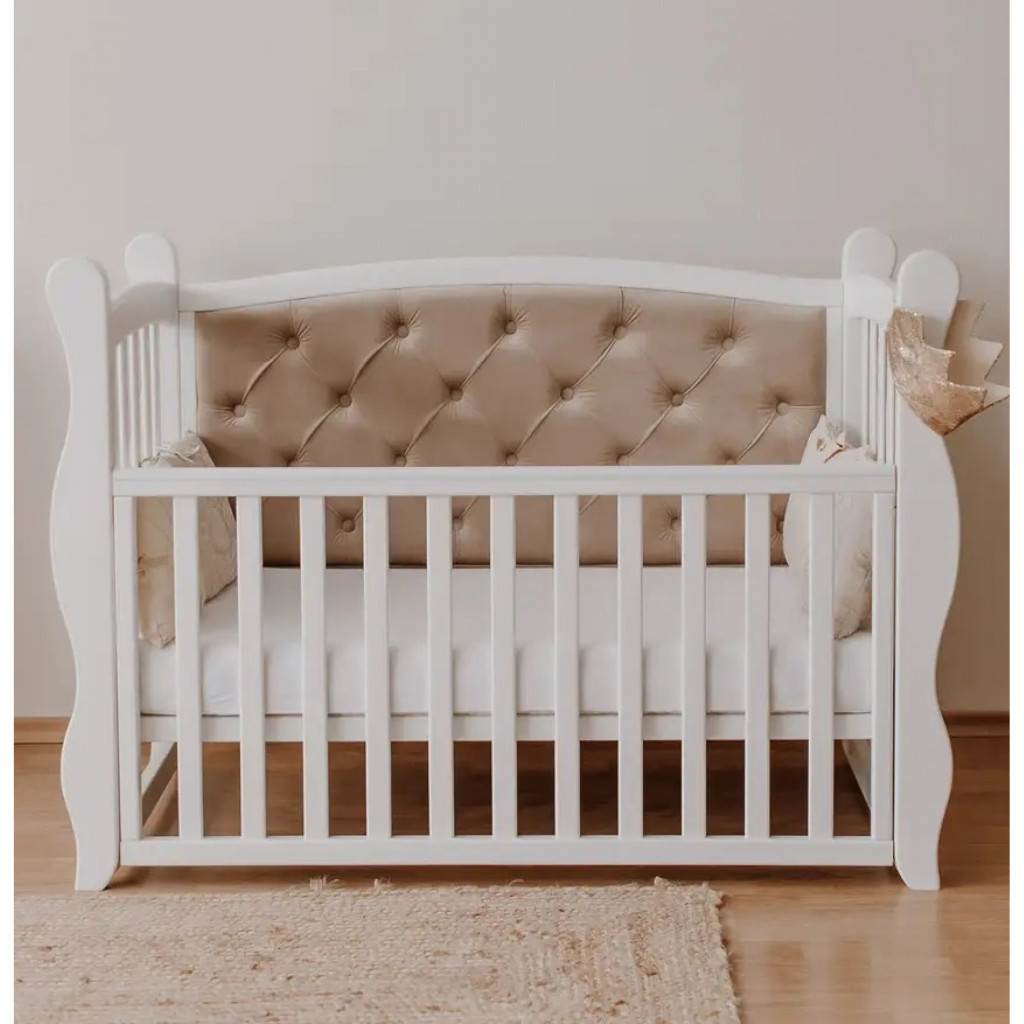 Ліжечко Angelo Габрієль, колір білий з мокко (велюр) 120х60 (12007) - зображення 1